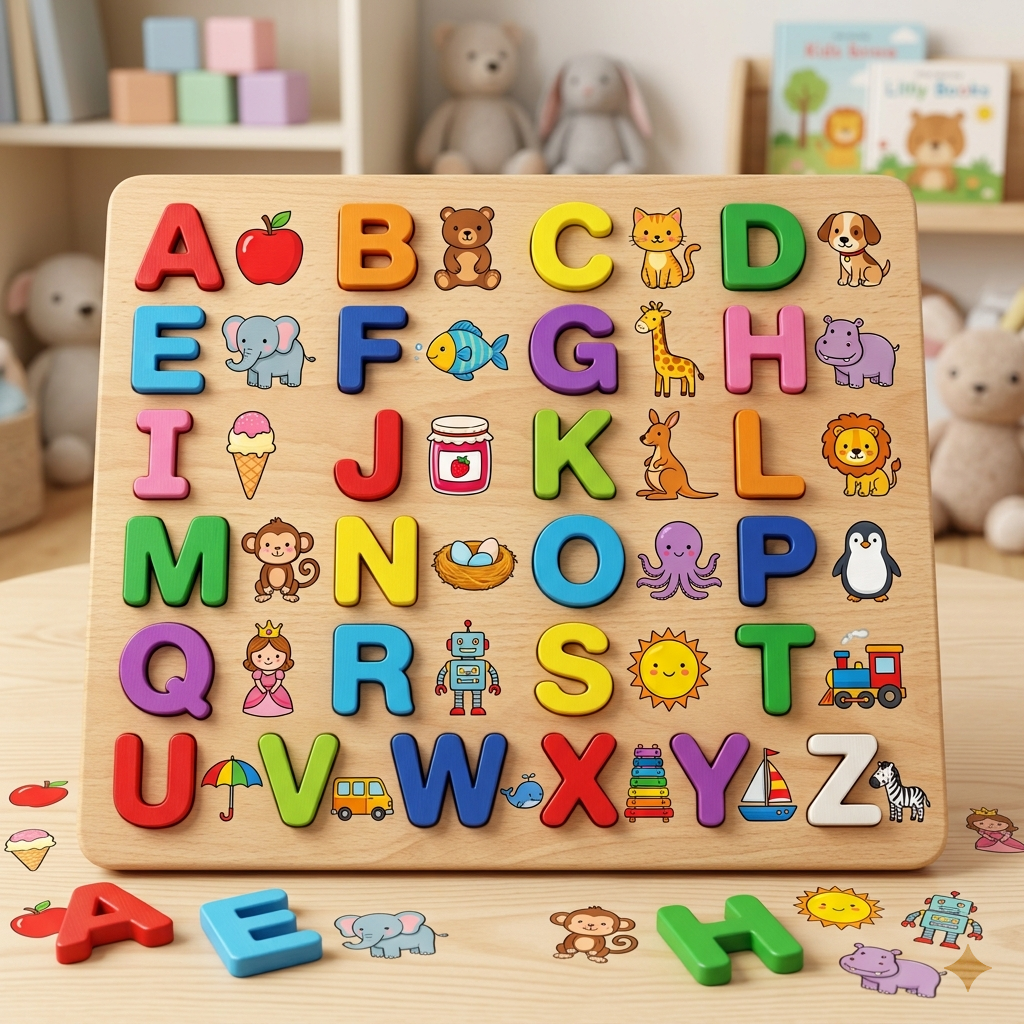 Wooden Alphabet Board – A to Z Learning Toy