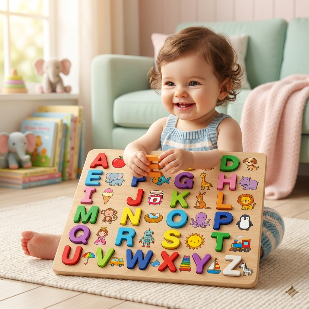 Wooden Alphabet Board – A to Z Learning Toy