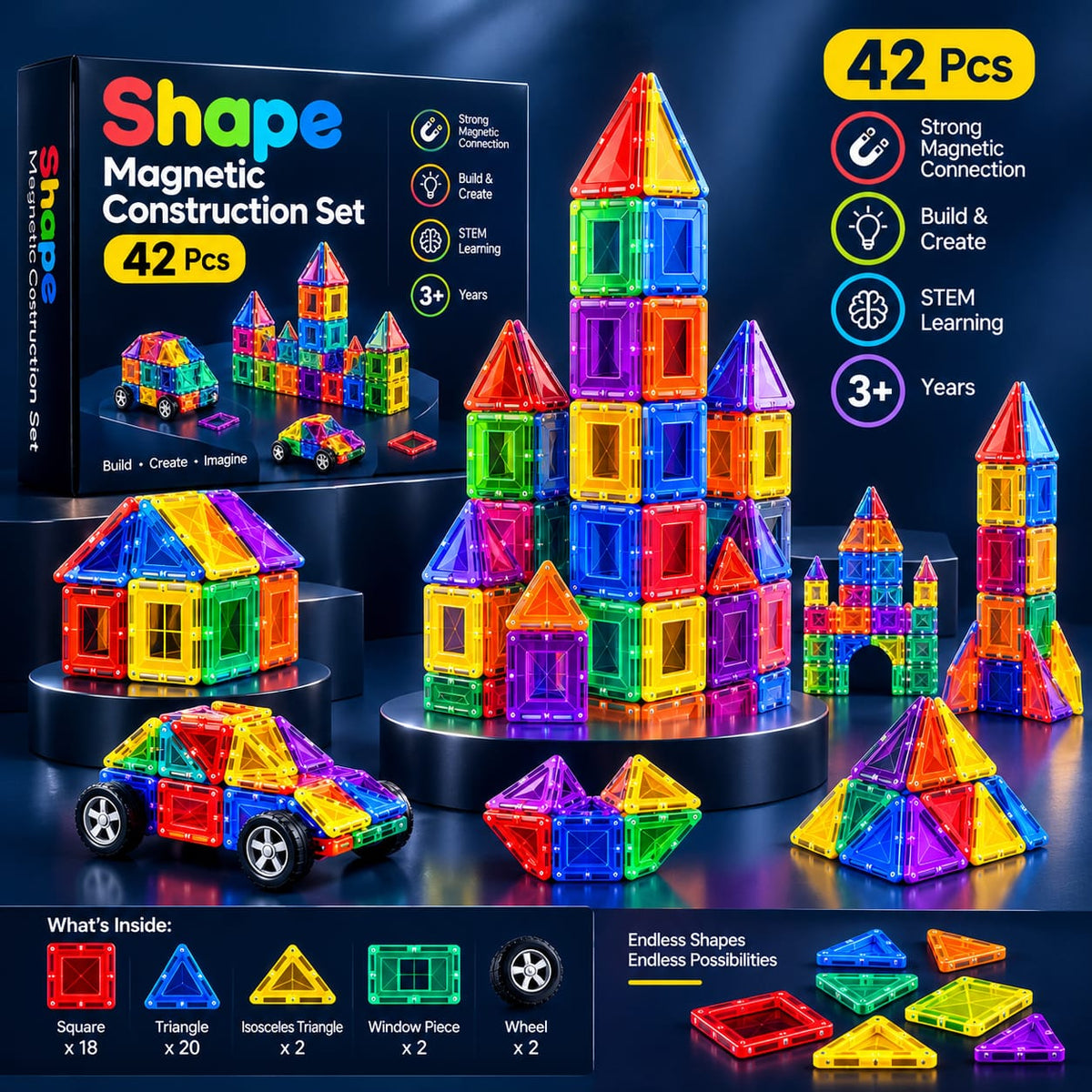 Magnetic Construction Set (42 Pcs)
