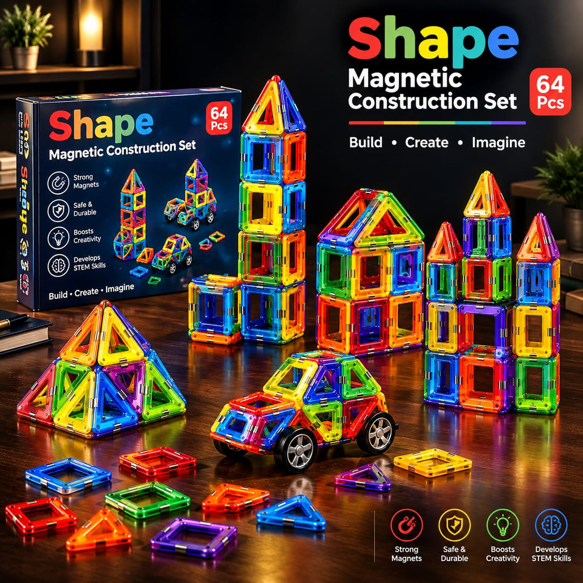 Magnetic Construction Set (64 Pcs)