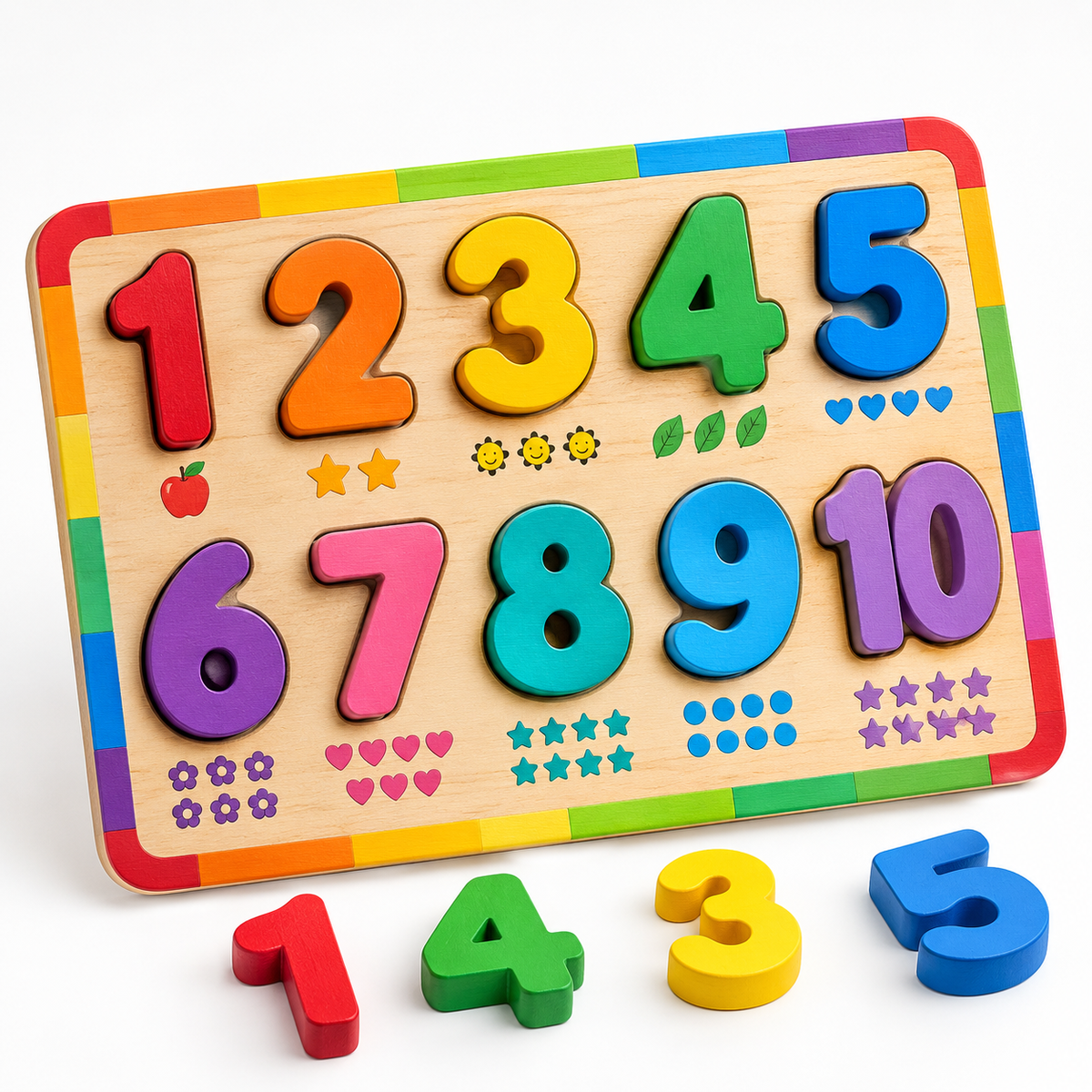 Wooden Number Board – Kids Educational Puzzle 1–10