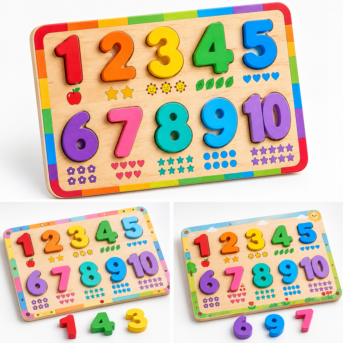 Wooden Number Board – Kids Educational Puzzle 1–10