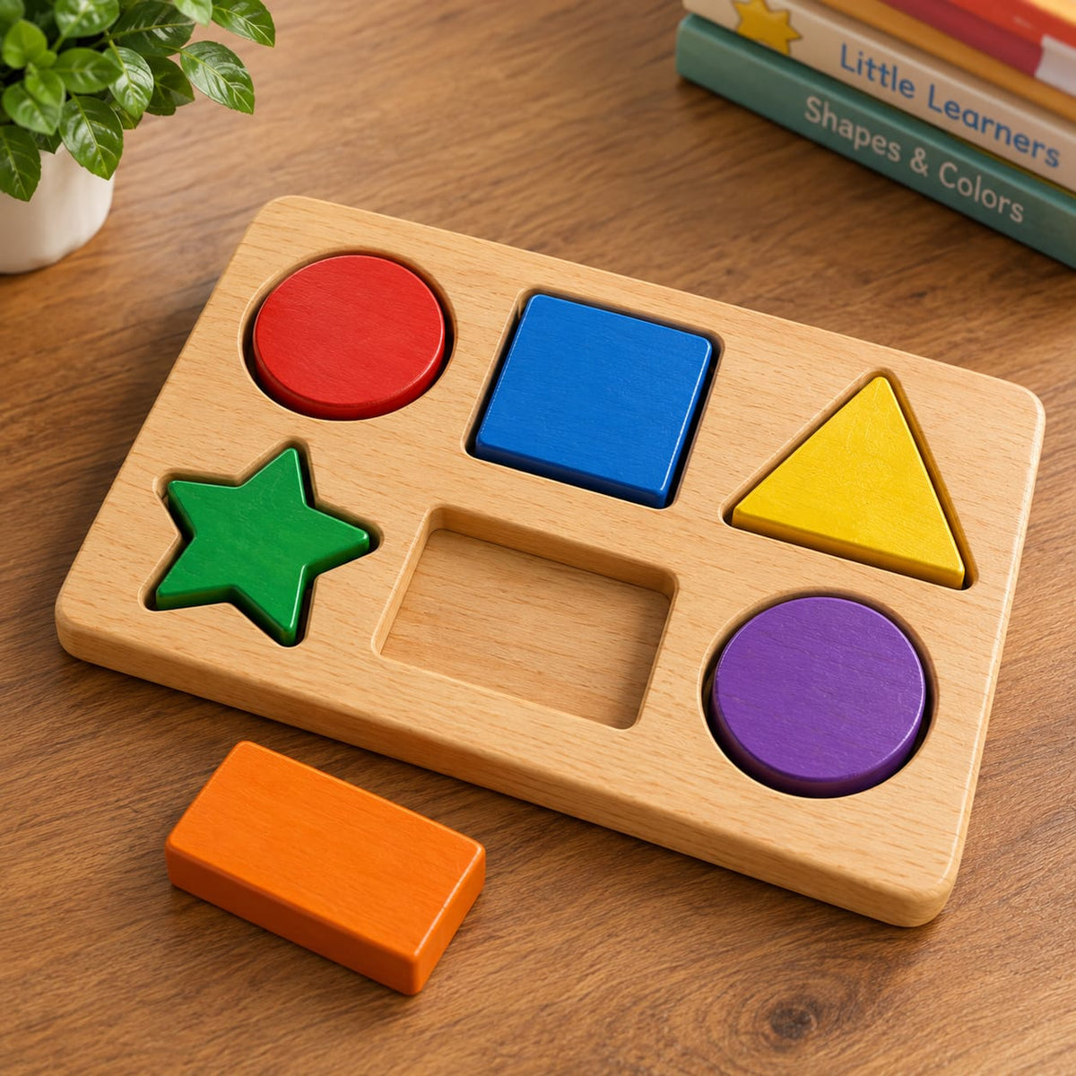 Colorful Wooden Shape Board – Montessori Learning Toy for Kids