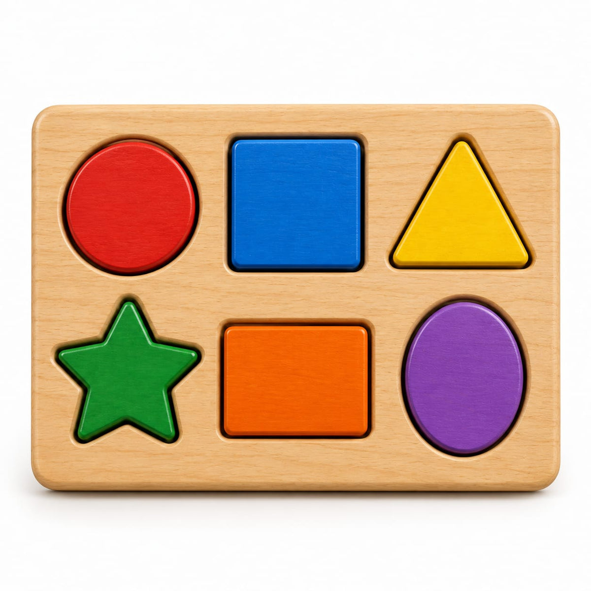 Colorful Wooden Shape Board – Montessori Learning Toy for Kids